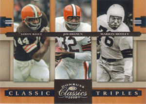 2008 Leroy Kelly Donruss Classics Classic Triples Silver Holofoil #CT-2 football card - Serial no. 092/250 2008 Leroy Kelly Donruss Classics Classic Triples Silver Holofoil #CT-2 football card - Serial no. 092/250